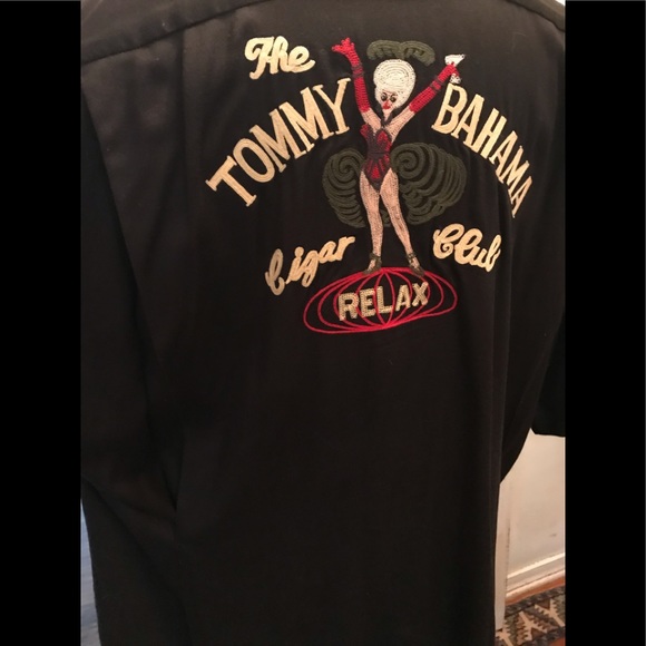 Tommy Bahama Cigar club black rayon shirt XL - Picture 3 of 6